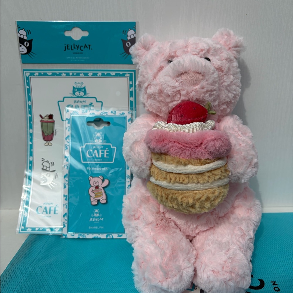Jellycat Shanghai Exclusive Set (Bear, Teapot, Teacups) 3 Stickers and 3 pins - Picture 3 of 12